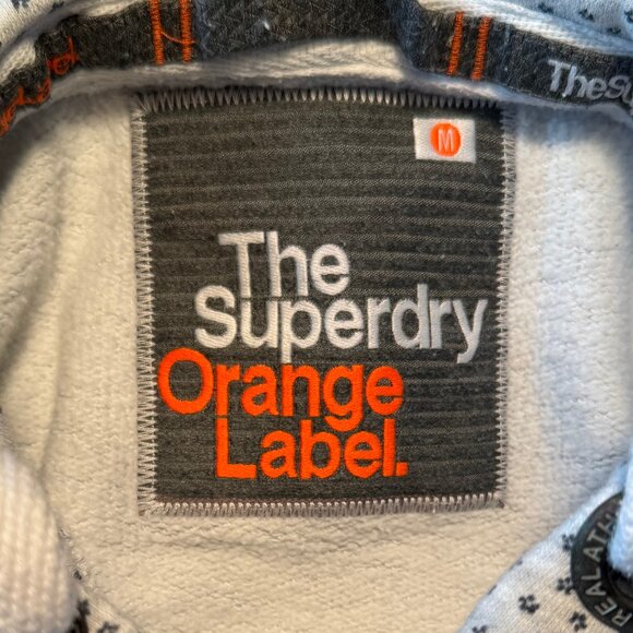 Superdry Hoodie‎ Sweatshirt - Light Gray with Navy Stars, Medium - Picture 10 of 12